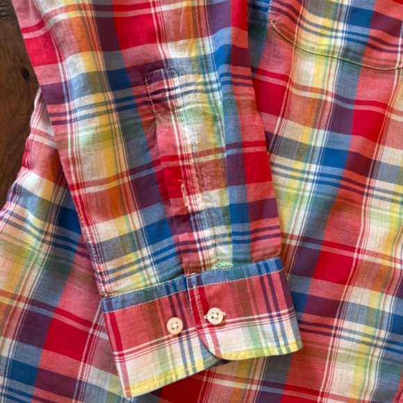 Ralph Lauren Jeans Co. Red Blue Yellow Plaid Cotton Button Down Shirt Women's 2X - Picture 5 of 11